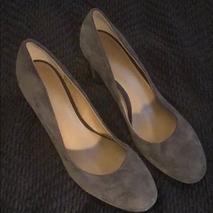 Gray suede pumps